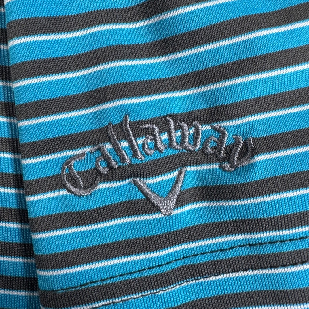 Callaway Opti-Dri Mens Blue Black Striped Short Sleeve Golf Polo Shirt Size M - Picture 6 of 12